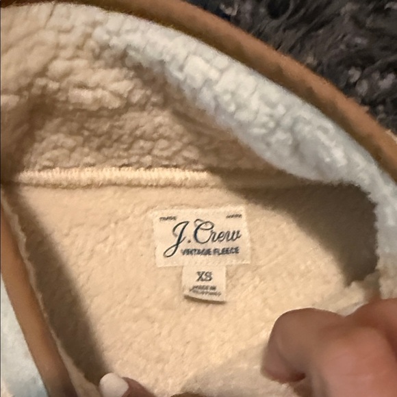 J. Crew Cream Teddy Jacket with Brown Trim - Picture 4 of 4